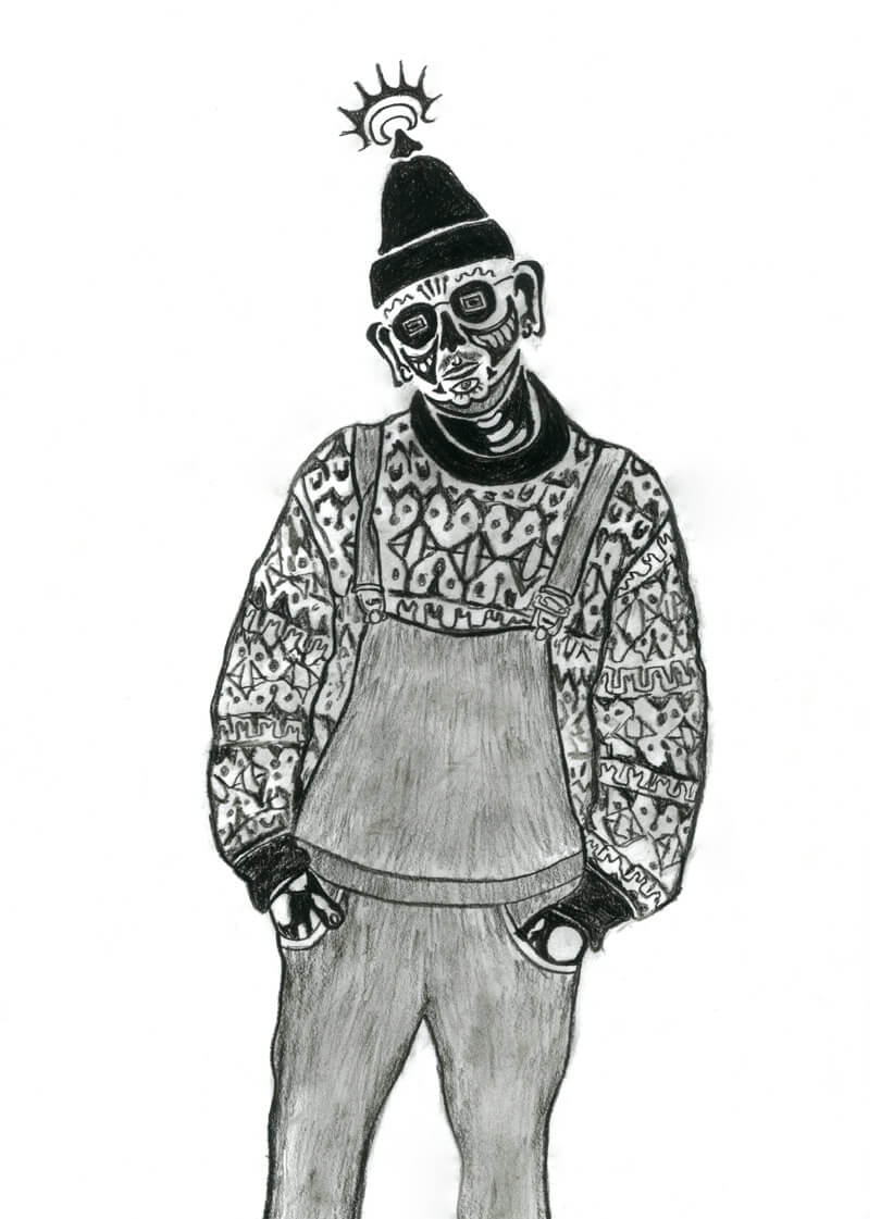 Visio Festival 2022 Charcoal portrait of LTJ Bukem by VV-machine