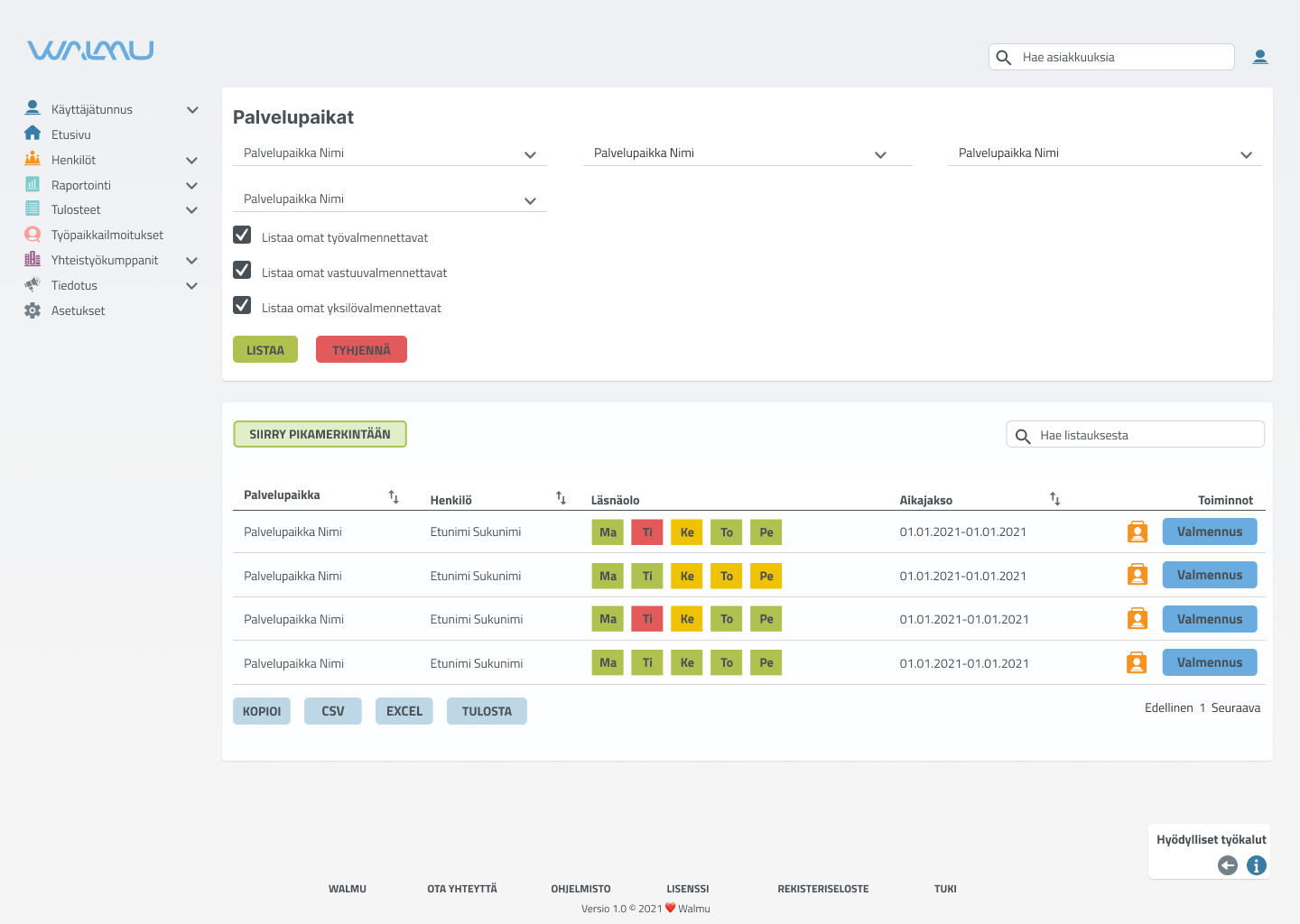 Walmu frontend Uusi ehdotus